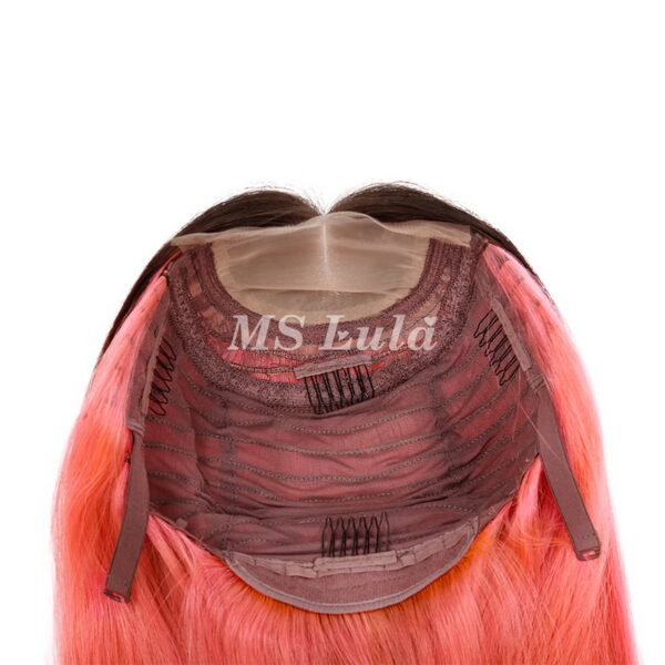 Black Root 1b/Pink Ombre Color Straight BOB Lace Closure Wig - Image 7